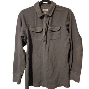 Duluth Trading Thermal Henley Shirt  Medium  Gray Double Pocket Long Sleeve